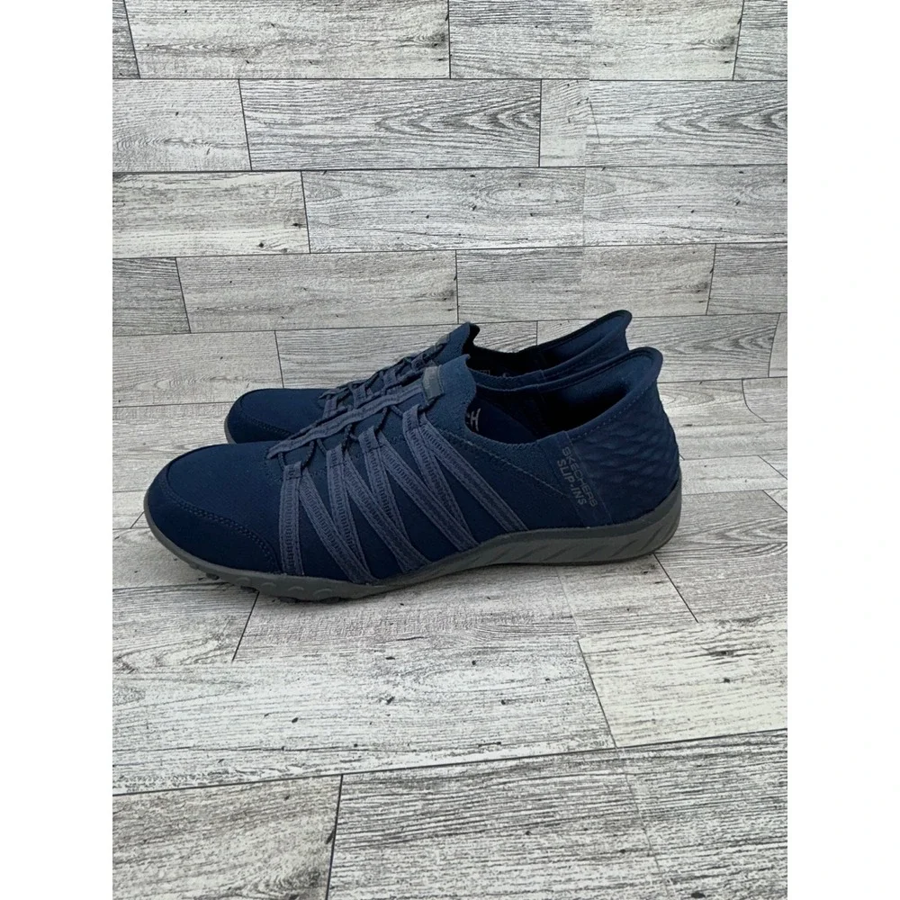 Skechers Slip-ins Reggae Slim Takes Two Navy Blue Sneakers 100593 Women Size 9.5